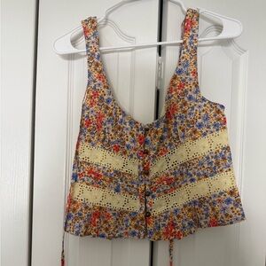 Free People Button Up Floral Tank